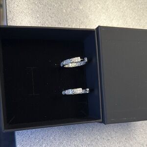 Platinum Plated Simulated Diamond 1” Hoop Earrings